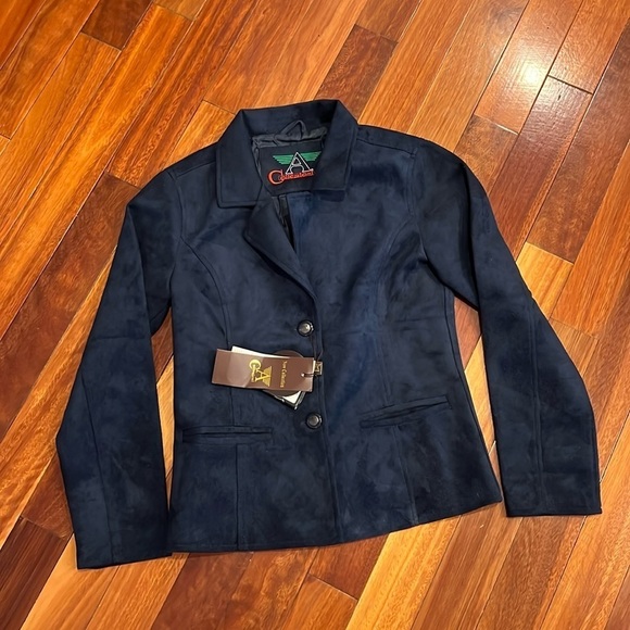 ⭐️ New A Collezioni Suede Navy Lined Jacket Size Medium - Picture 1 of 8